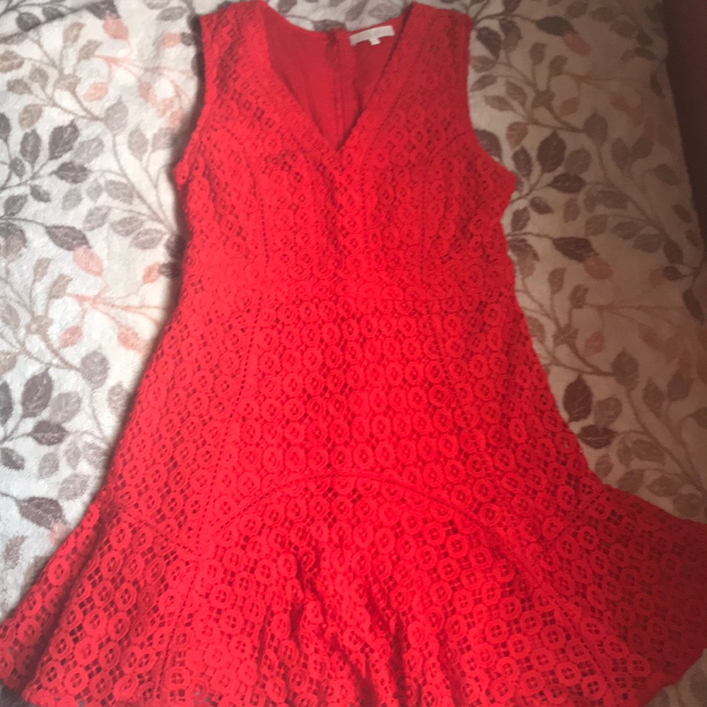San and Soni Coral Red Dress